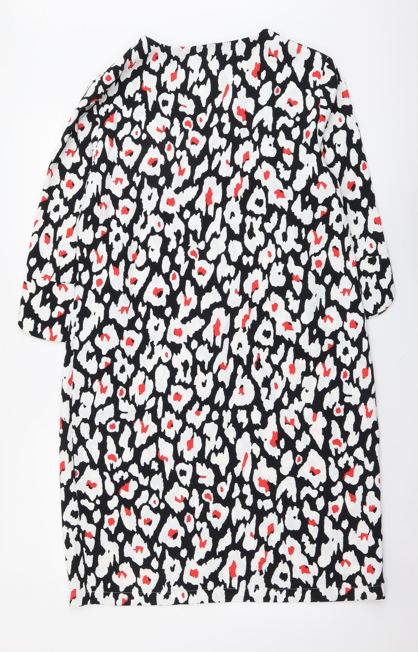 Marks and Spencer Womens Multicoloured Geometric Polyester A-Line Size 12 V-Neck Pullover