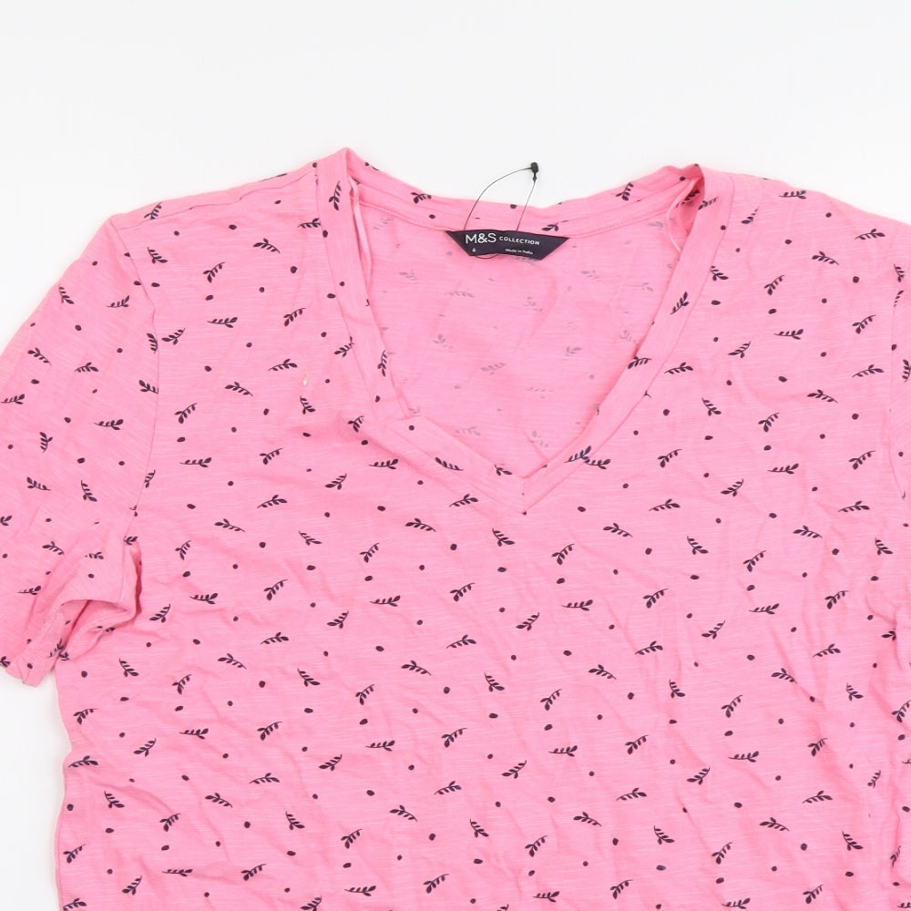 Womens UK Size 6 Marks and Spencer Pink Basic T-Shirt
