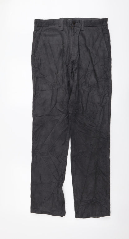 Marks and Spencer Mens Grey Cotton Straight Jeans Size 30 in L31 in Regular Button