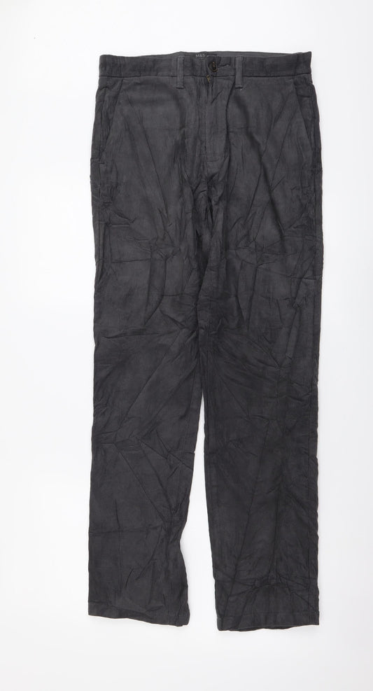 Marks and Spencer Mens Grey Cotton Straight Jeans Size 30 in L31 in Regular Button