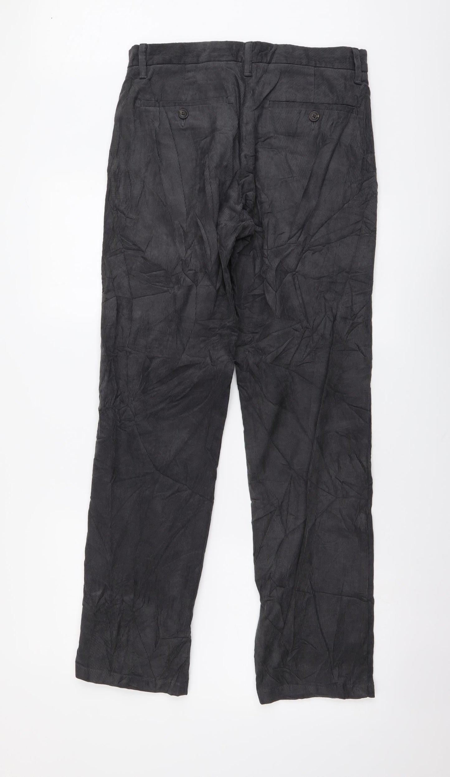 Marks and Spencer Mens Grey Cotton Straight Jeans Size 30 in L31 in Regular Button