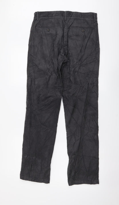 Marks and Spencer Mens Grey Cotton Straight Jeans Size 30 in L31 in Regular Button