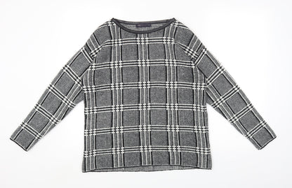 Marks and Spencer Womens Black Round Neck Geometric Acrylic Pullover Jumper Size 12