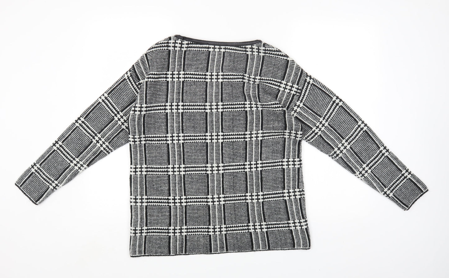 Marks and Spencer Womens Black Round Neck Geometric Acrylic Pullover Jumper Size 12