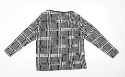 Marks and Spencer Womens Black Round Neck Geometric Acrylic Pullover Jumper Size 12