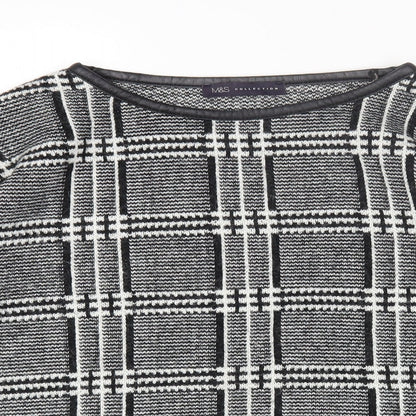 Marks and Spencer Womens Black Round Neck Geometric Acrylic Pullover Jumper Size 12