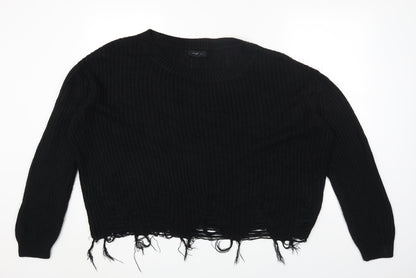 Primark Womens Black Round Neck Acrylic Pullover Jumper Size 10