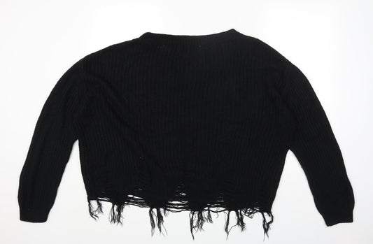 Primark Womens Black Round Neck Acrylic Pullover Jumper Size 10