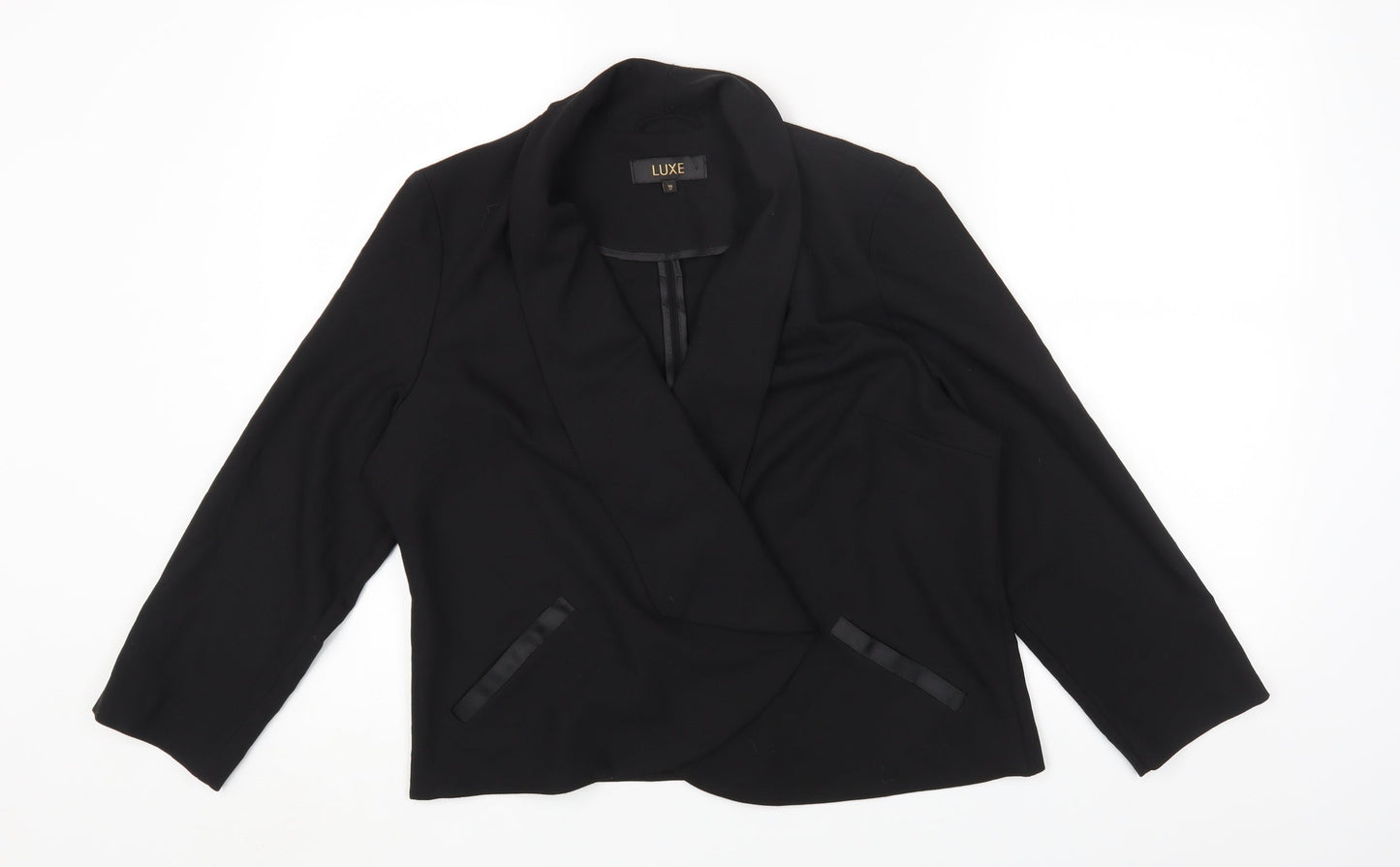 Luxe Womens Black Jacket Blazer Size 16