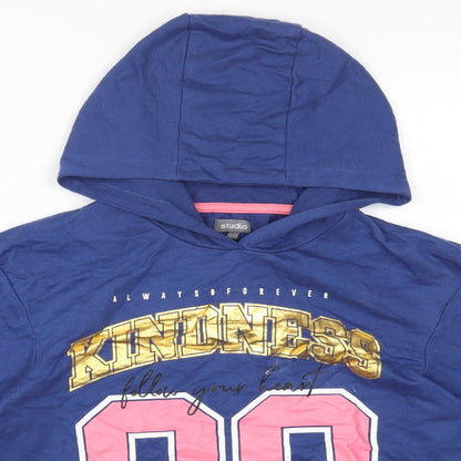 Studio Girls Blue Cotton Pullover Hoodie Size 12-13 Years Pullover