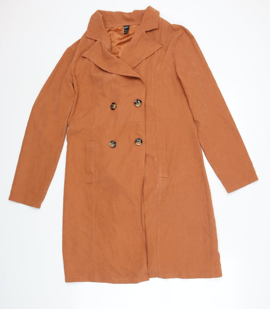 SheIn Womens Orange Pea Coat Jacket Size M Button