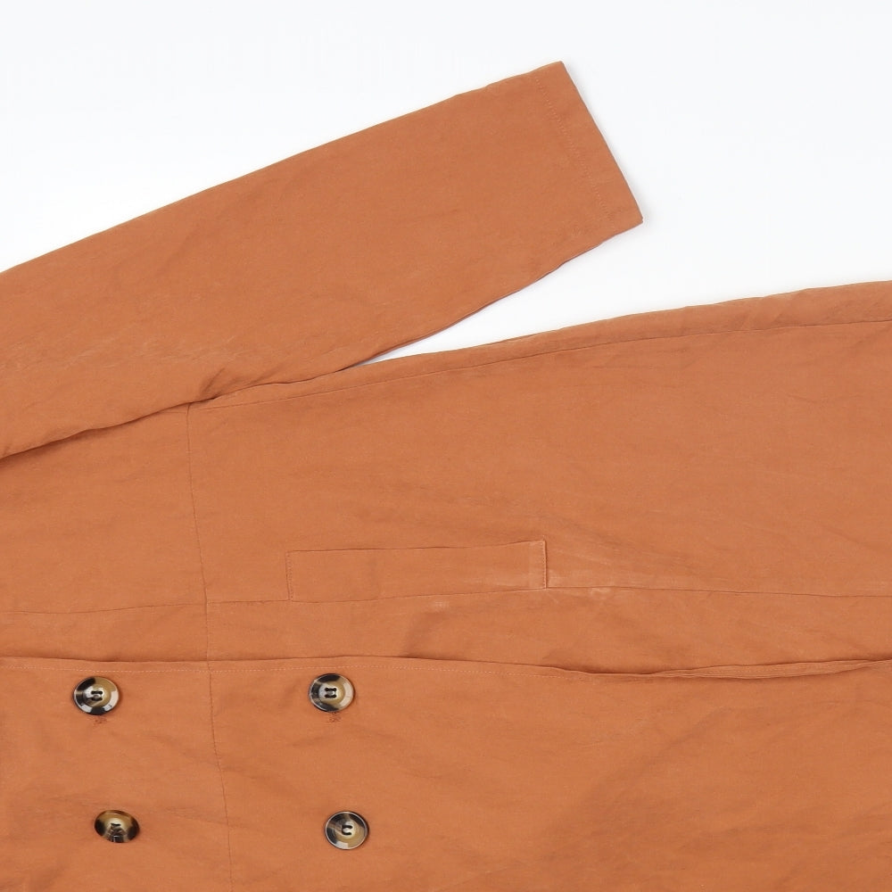 SheIn Womens Orange Pea Coat Jacket Size M Button