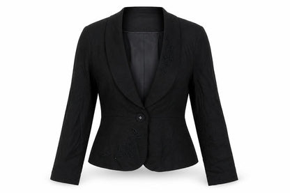 IEN LONDON Womens Black Jacket Blazer Size 8 Button