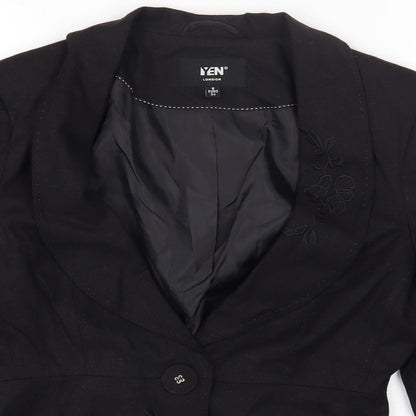 IEN LONDON Womens Black Jacket Blazer Size 8 Button