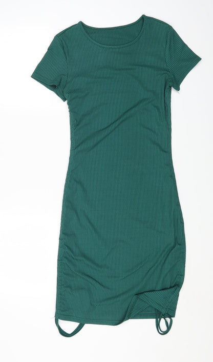 SheIn Womens Green Polyester Bodycon Size S Round Neck Pullover