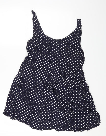 H&M Womens Blue Polka Dot Viscose A-Line Size 12 Round Neck