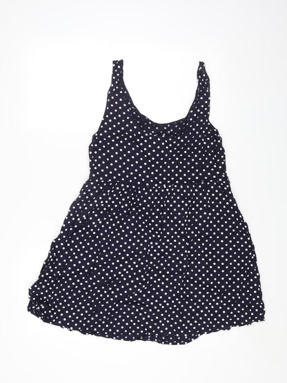 H&M Womens Blue Polka Dot Viscose A-Line Size 12 Round Neck