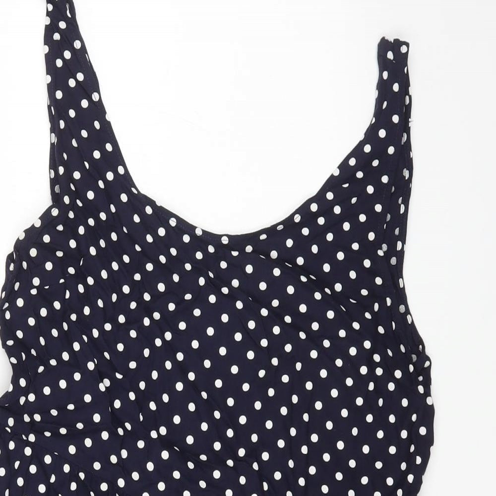 H&M Womens Blue Polka Dot Viscose A-Line Size 12 Round Neck