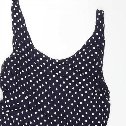H&M Womens Blue Polka Dot Viscose A-Line Size 12 Round Neck