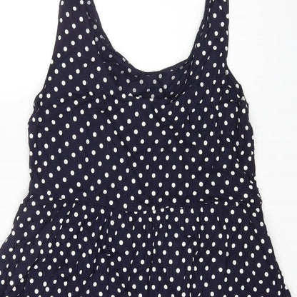 H&M Womens Blue Polka Dot Viscose A-Line Size 12 Round Neck