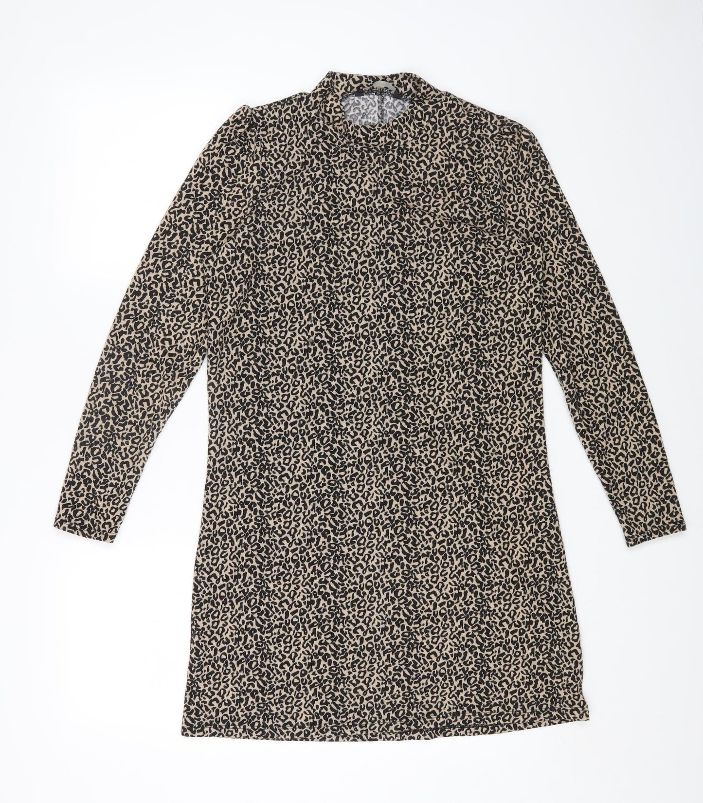 George Womens Brown Animal Print Polyester Basic T-Shirt Size 12 High Neck - Leopard Print