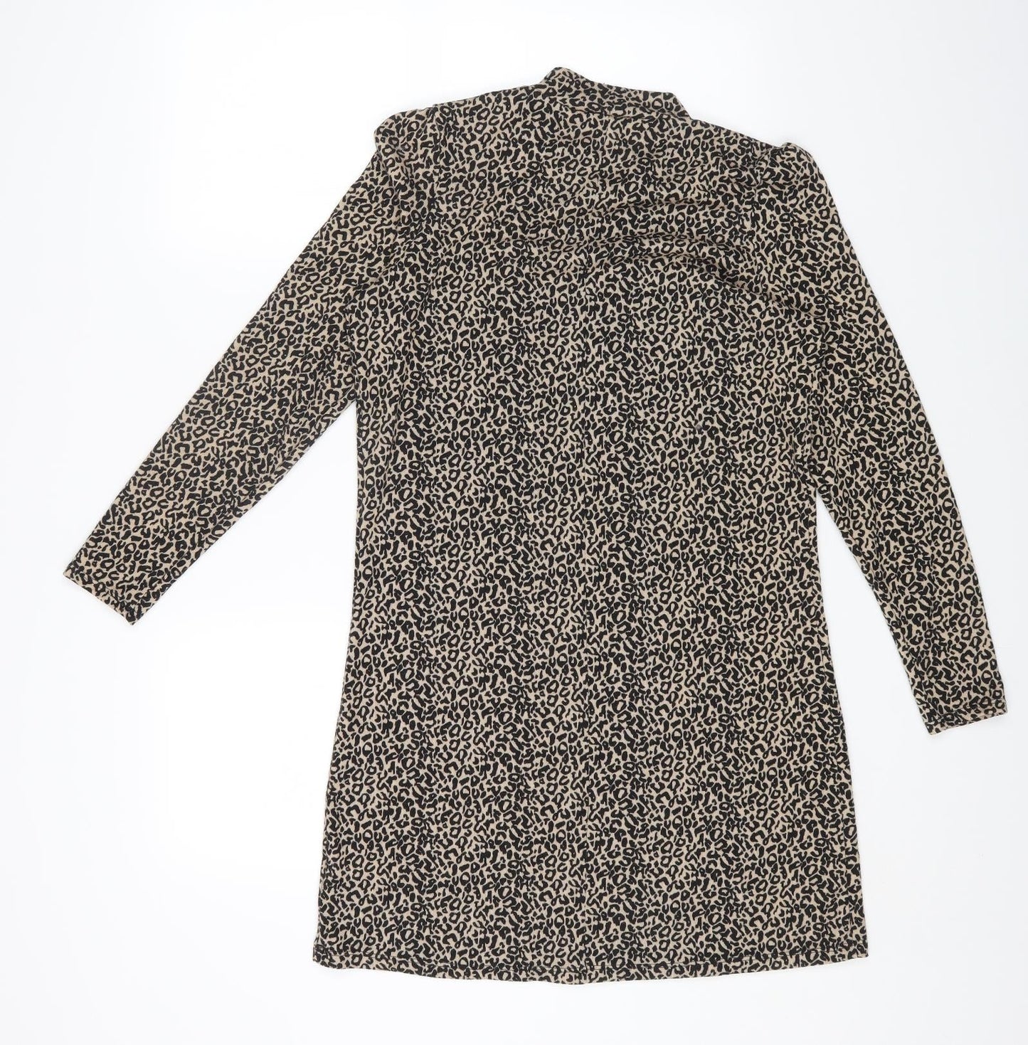 George Womens Brown Animal Print Polyester Basic T-Shirt Size 12 High Neck - Leopard Print