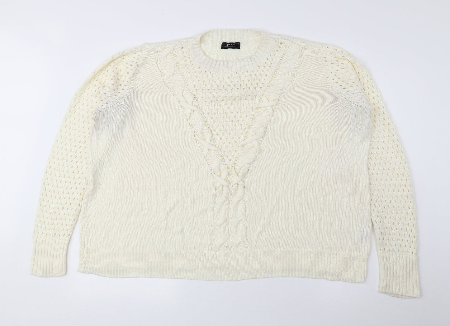 Womens UK Size XL Papaya Ivory Pullover Jumper