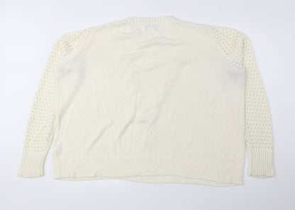 Womens UK Size XL Papaya Ivory Pullover Jumper
