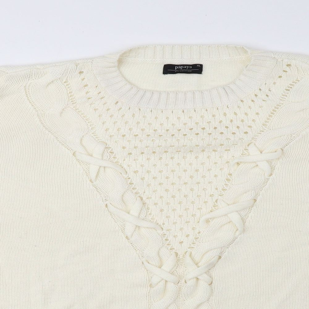 Womens UK Size XL Papaya Ivory Pullover Jumper