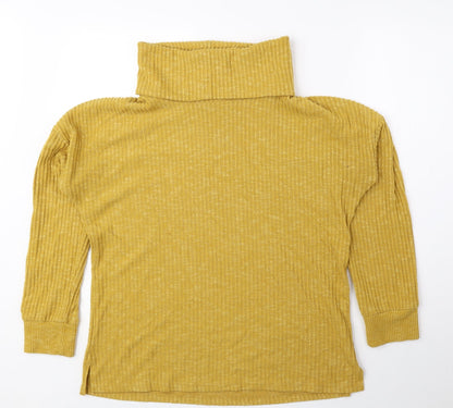 Nutmeg Womens Yellow Roll Neck Viscose Pullover Jumper Size 10 - Ribbed