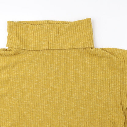 Nutmeg Womens Yellow Roll Neck Viscose Pullover Jumper Size 10 - Ribbed