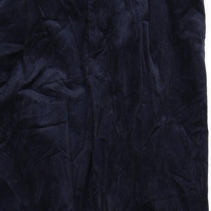 Autograph Womens Blue Cotton Trousers Size 36 in L29 in Regular Hook & Eye