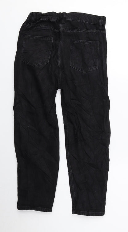 NEXT Girls Black 100% Cotton Tapered Jeans Size 8 Years Regular Zip