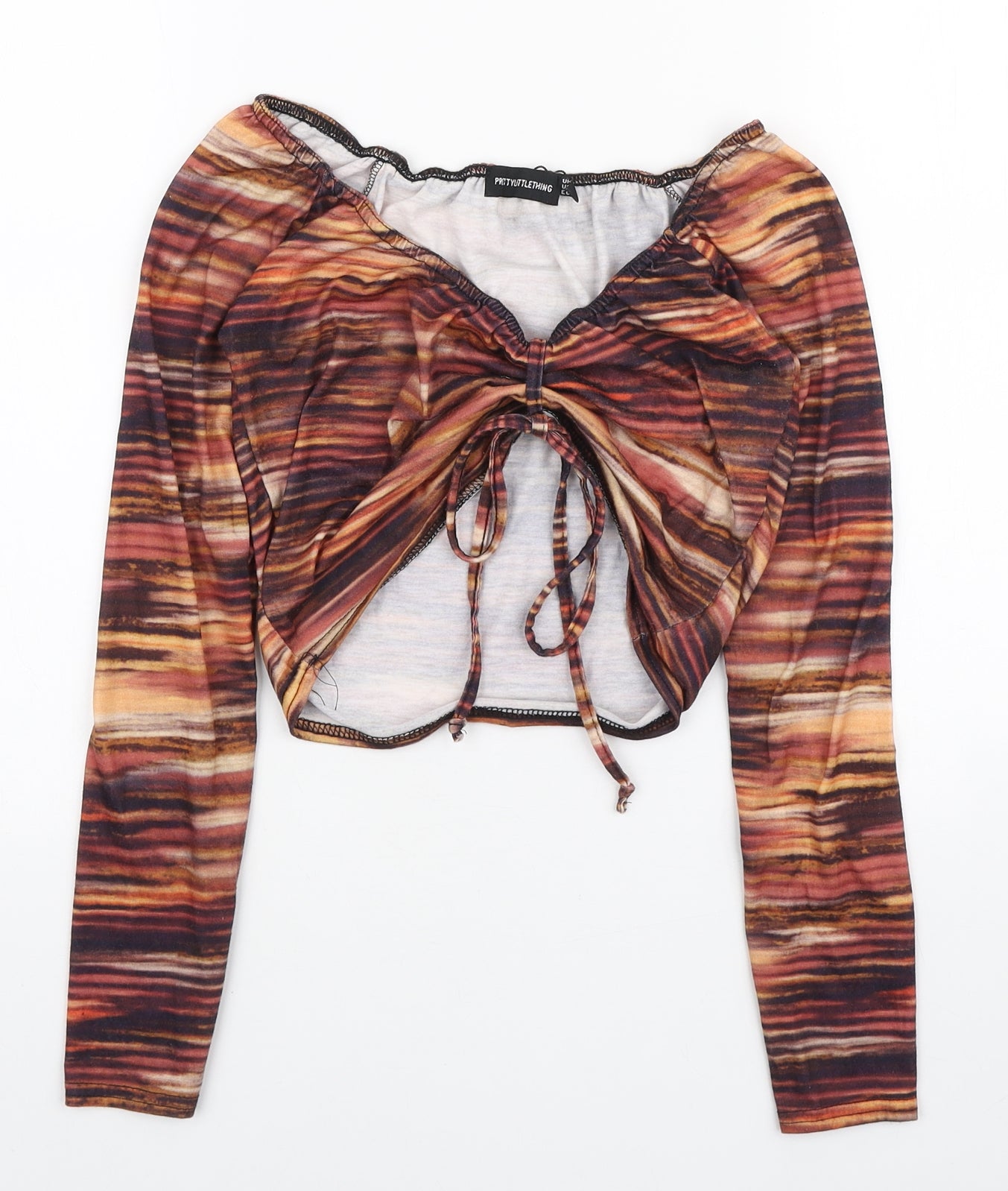 Womens UK Size 10 PRETTYLITTLETHING Multicoloured Cropped Blouse