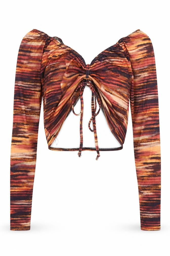 Womens UK Size 10 PRETTYLITTLETHING Multicoloured Cropped Blouse