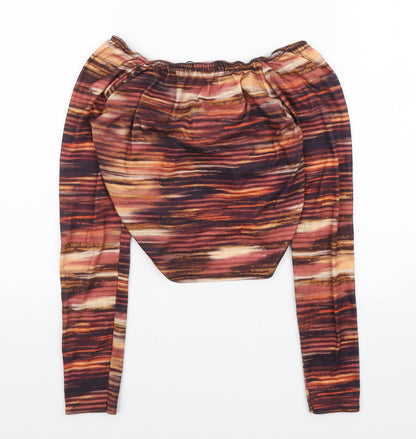 Womens UK Size 10 PRETTYLITTLETHING Multicoloured Cropped Blouse