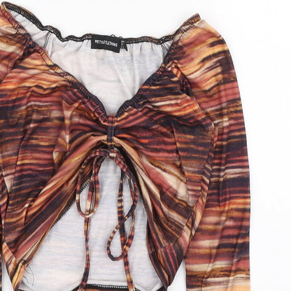 Womens UK Size 10 PRETTYLITTLETHING Multicoloured Cropped Blouse
