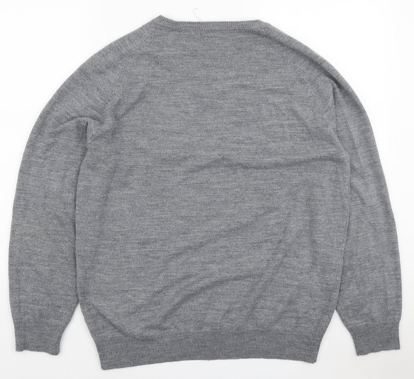 Cedar Wood State Mens Grey V-Neck Acrylic Pullover Jumper Size L