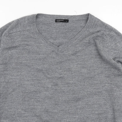 Cedar Wood State Mens Grey V-Neck Acrylic Pullover Jumper Size L