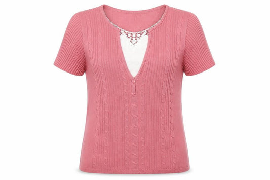 Womens UK Size 10 Damart Pink Basic T-Shirt