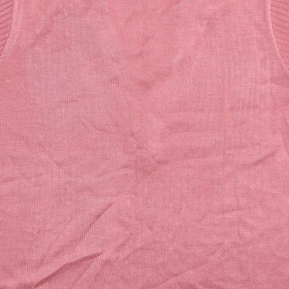 Damart Womens Pink Polyester Basic T-Shirt Size 10 V-Neck - Lace Neckline