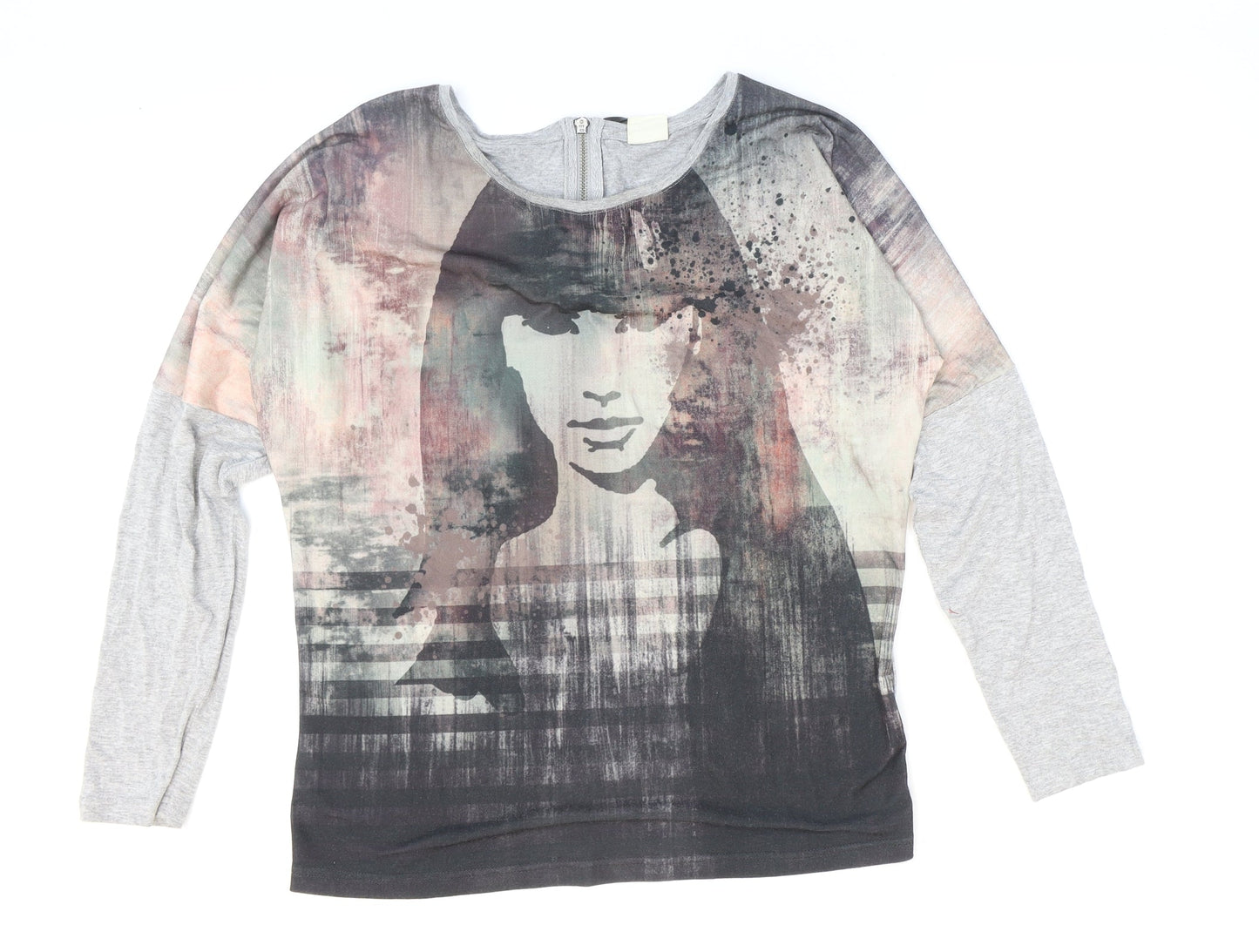 Womens UK Size 12 Taifun Multicoloured Basic T-Shirt