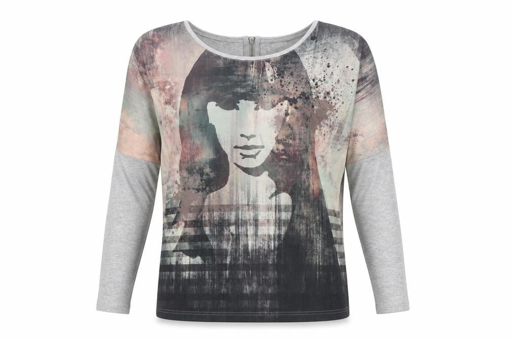 Womens UK Size 12 Taifun Multicoloured Basic T-Shirt