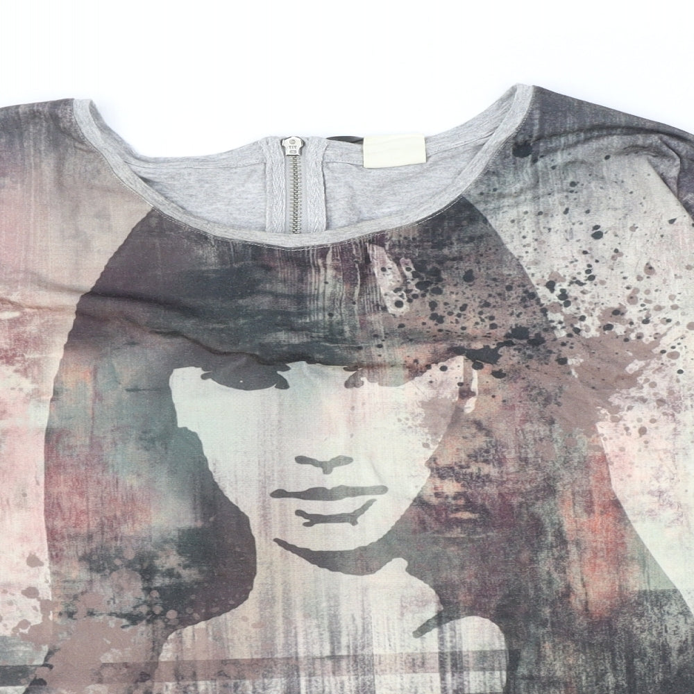 Womens UK Size 12 Taifun Multicoloured Basic T-Shirt