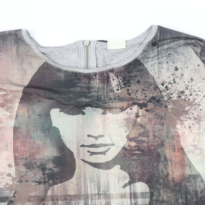 Womens UK Size 12 Taifun Multicoloured Basic T-Shirt
