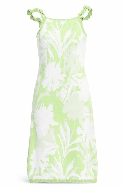 Cider Womens Green Floral Acrylic Bodycon Size S Square Neck Pullover