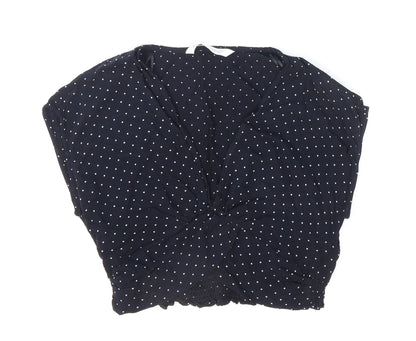 Womens UK Size 4 Zara Blue Cropped Blouse