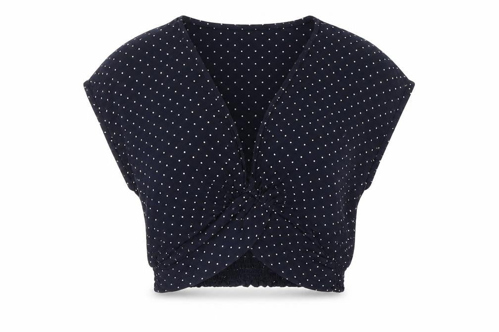 Womens UK Size 4 Zara Blue Cropped Blouse