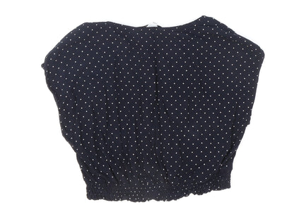 Womens UK Size 4 Zara Blue Cropped Blouse