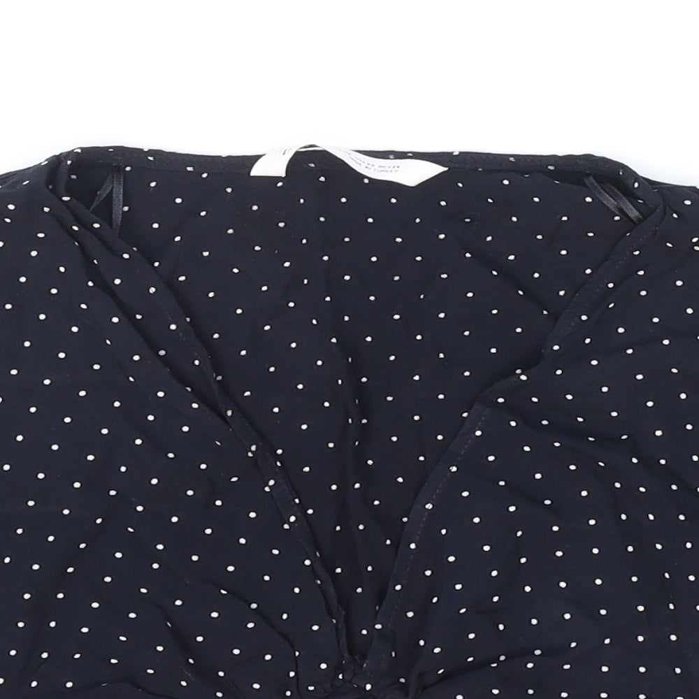 Womens UK Size 4 Zara Blue Cropped Blouse